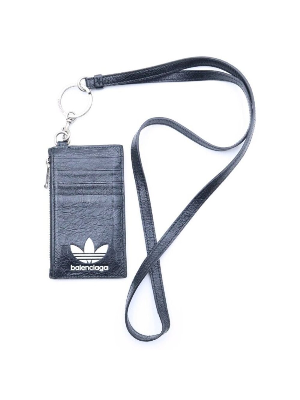 Balenciaga Adidas Fragment Case Card Coin Purse Black Leather